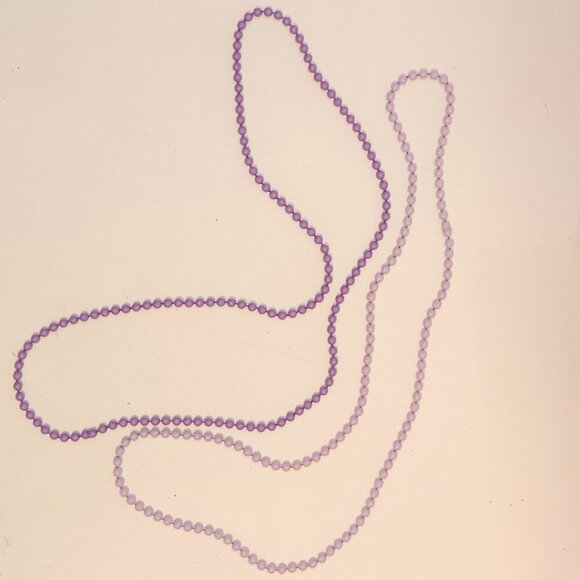 PRETTY Extra Long Strands of Faux Pearls Necklace Lilac Purple Lavender POP OVER - Picture 2 of 2